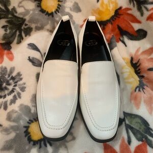 Gianni Bini White Leather Slip-On Loafers